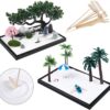 Zen Garden Kit 11x8 with White Sand Japanese Mini Beach Zen Sand Artificial Bonsai Tree Rocks Rakes and Accessories for Prayer,Home,Office Desk Zen Sand Garden,Sand Tray Meditation Room