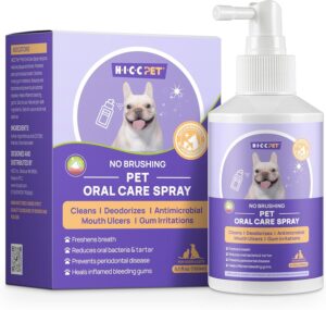 Oral Care Spray for Dogs and Cats, Anti Inflammatory Pet Breath Dental Care Spray, Dog Gingivitis Treatment, Fight Bad Breath Caused by Plaque and Gum Redness, Dog Tooth Brushing Kit, 5.1 Fl Oz