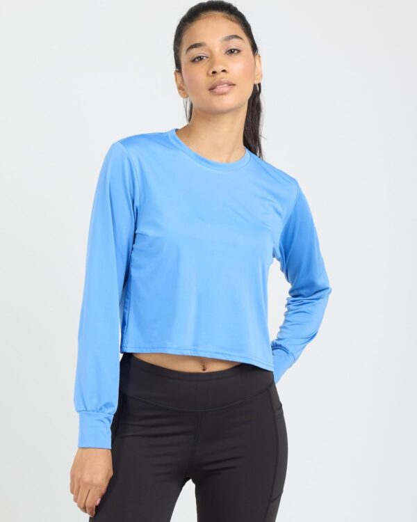 Real Essentials 5 Pack: Women's Dry Fit Crop Top - Long Sleeve Crew Neck Stretch Athletic Tee (Available in Plus Size)