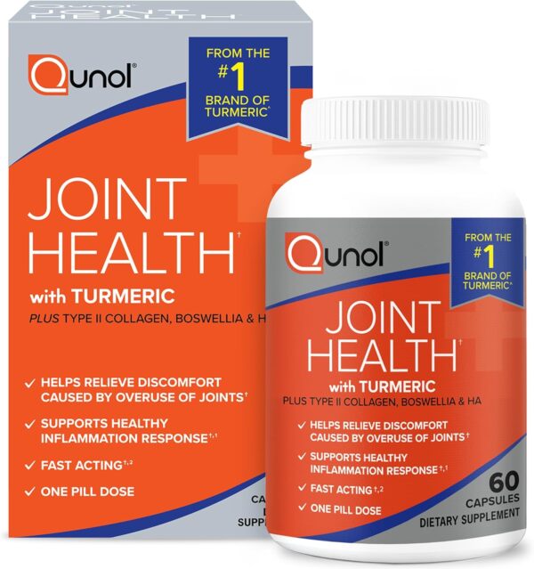 Qunol 5-in-1 Joint Support Supplement, Fast Acting, One Pill Dose, Support Healthy Inflammation Response & Discomfort Caused by Overuse of Joints, Alternative to Glucosamine Chondroitin MSM, 60 Count