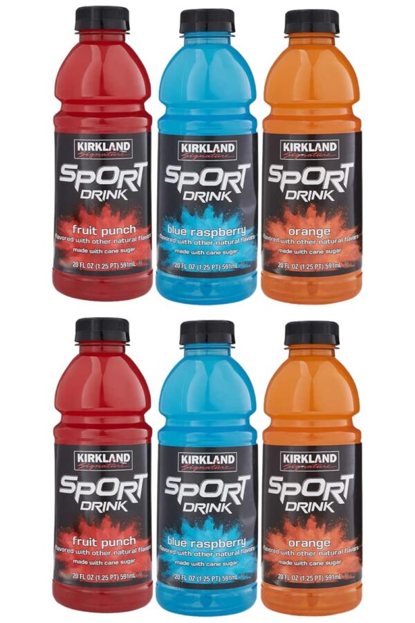 Kirkland Signature Sports Drink Variety Pack, Electrolyte Beverage Hydration for Adults, Kosher - Fruit Punch, Blue Raspberry, Orange - 6 Bottles, 20 fl oz - For Holiday Parties and Christmas Gathering