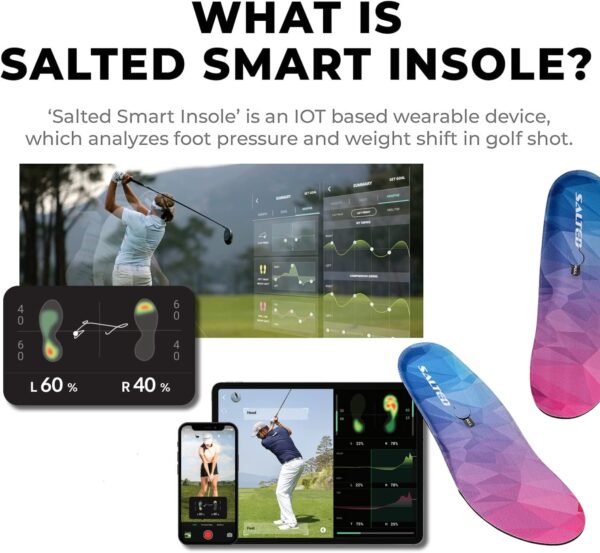 SALTED Smart Insole with Motion Sensor - Golf Swing Posture Analysis Trainer - Track Weight Shift for Improves Distance - Connects Phones & Tablet PCs via Bluetooth - iOS/Android App