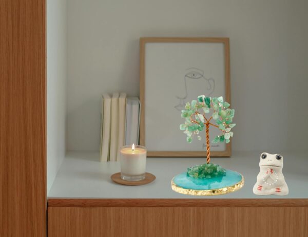Miniature Meditation Frog Figurines Statue Desk Bedroom Decor, Funny Cute Frog Figure Collectibles Lovers Home Zen Decorations Gifts, Crystal Tree Green Decor for Shelf, Living Room