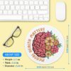 YAZMEEN Funny Brain Mousepad，Mental Health Matters Mouse Pad with Stitched Edge Non-Slip Rubber Base，Office Gift Home Office Computer Desk Accessories，Round Mouse Mat for Laptop Gaming Supplies
