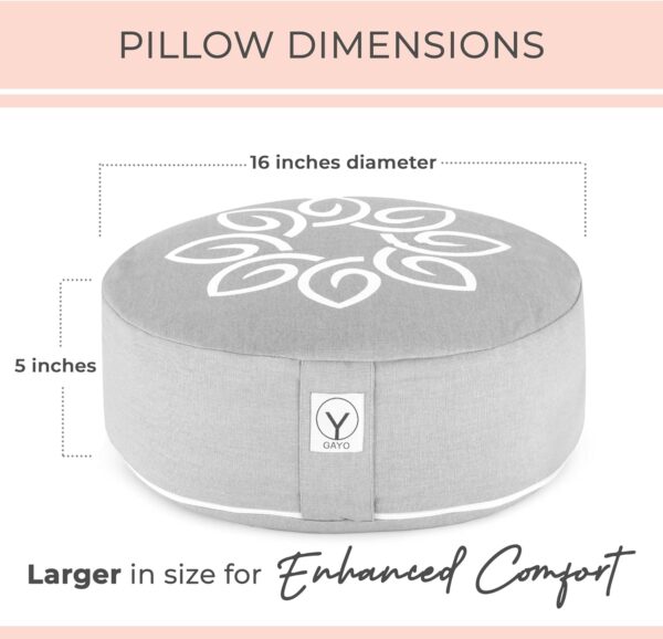 Gayo Meditation Cushion and Floor Pillow. Ideal for Meditation Pillow, Yoga, & Floor Sitting - Premium Buckwheat Supportive Round Cushion with Changeable Cover. Versatile & Stylish - 16" in
