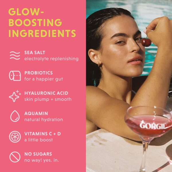GORGIE Glow Variety Pack 15 Sticks, Electrolyte Powder Healthy Drink Mix, w/Hyaluronic Acid, Aquamin, Vitamin C & D, Probiotics, No Sugar, Antioxidants for Hydration, Skin Care, and Gut Balance