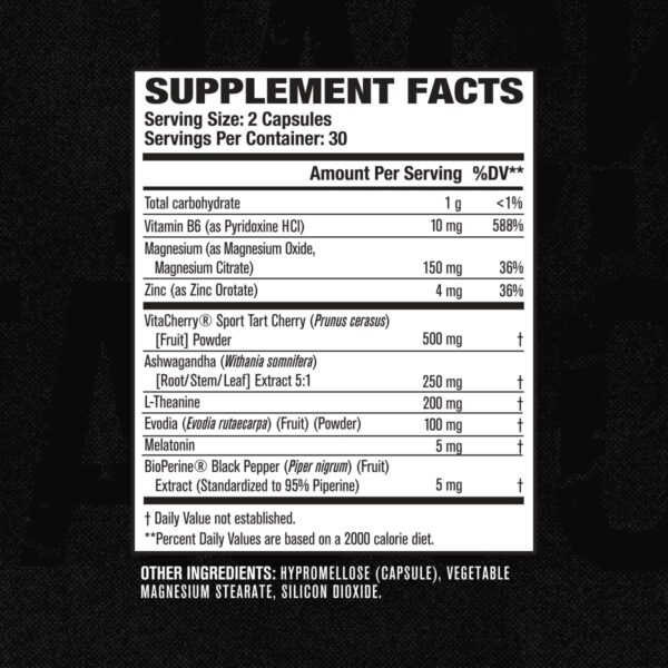 Jacked Factory Build PM Night Time Muscle Builder & Sleep Aid - Post Workout Recovery & Sleep Support Supplement w/VitaCherry Tart Cherry, Ashwagandha, & Melatonin - 60 Natural Veggie Pills
