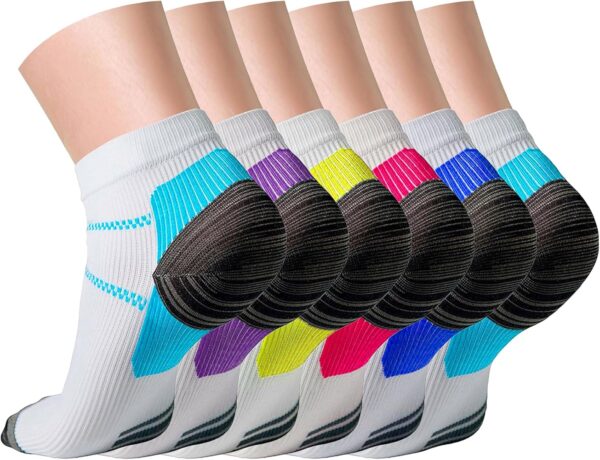 QUXIANG Compression Socks for Women & Men Circulation 3/6/7 Pairs Arch Ankle Support 15-20 mmHg Best for Running Cycling