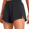 CRZ YOGA Running Shorts for Women High Waisted V Split for Gym Workout Athletic Track with Mesh Liner Quick Dry