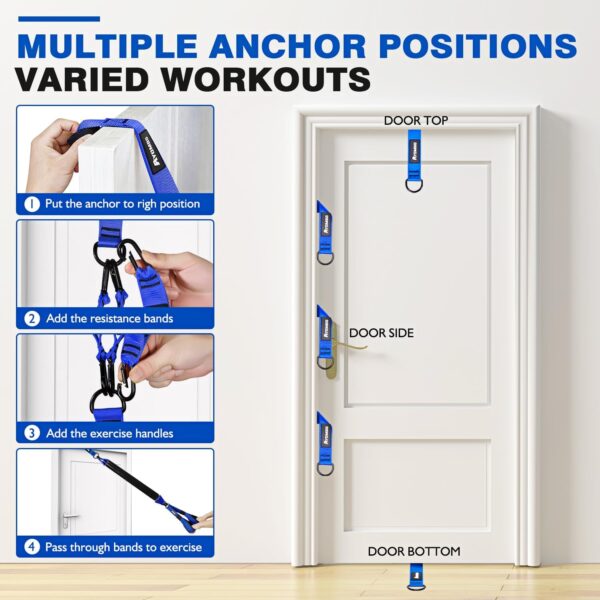 Home Gym Workout Equipment, Heavy Resistance Bands with Handles, Door Anchor, Tricep Rope Pull Down Attachment for Triceps, Biceps, Arms, Chest, Back, Abs Exercise, Best Replacement for Cable Machines