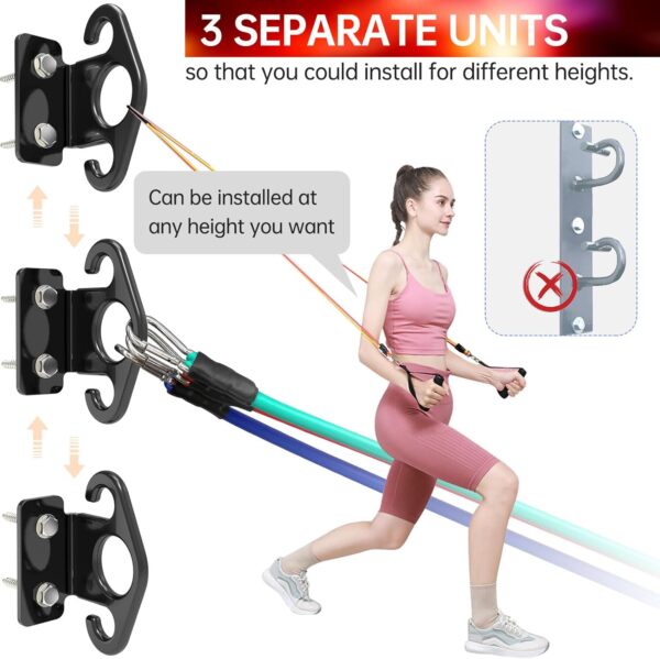 Resistance Band Wall Anchors, Wall Mounted Modular Hooking Platform, Workout Wall Mount Anchor, Training Anchor Mounted Hook Exercise Station for Home Gym Workouts,Yoga,Fitness,Strength Training,Black