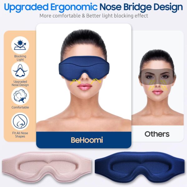 Sleep Mask, 2 Packs Premium Eye Mask for Sleeping, Total Blackout, Superior Soft Comfort, Upgraded 3D Ergonomic Designed Sleeping Mask for Home, Office, Travel, Meditation, Yoga, Blue & Pink