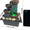 Small Indoor Relaxation Tabletop Fountain and Waterfall, Zen Meditation Waterfall Feature with Color LED Light & Natural River Rocks, Waterfall Decor for Home Office Bedroom Living Room (Style 1)