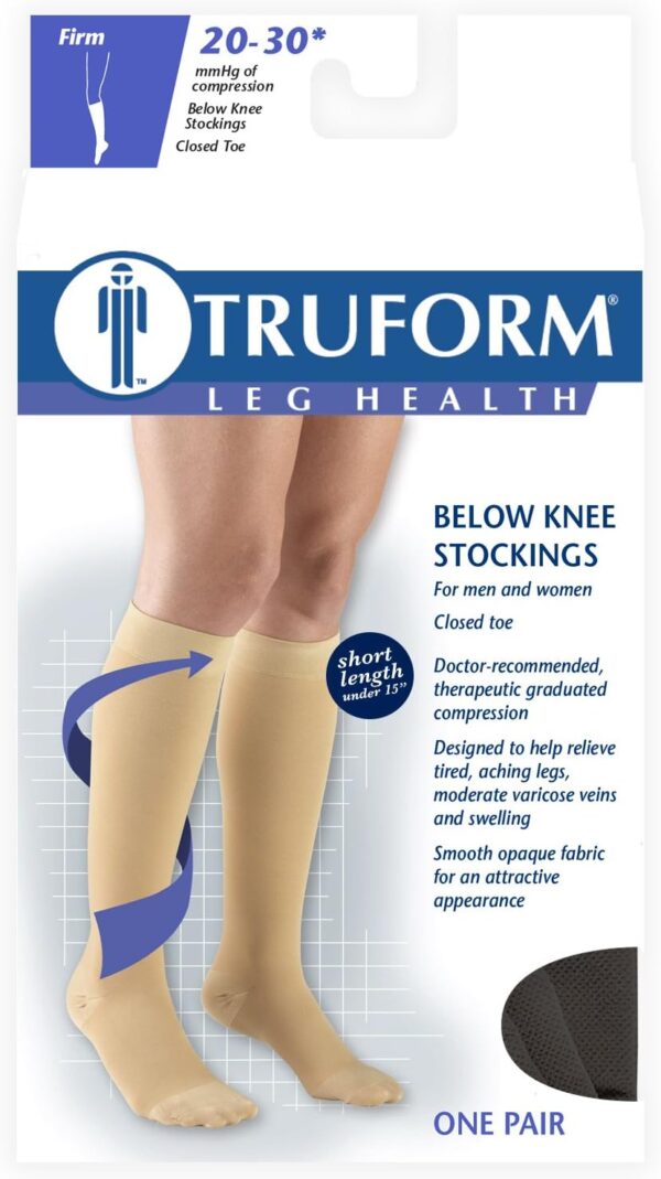 Truform Leg Health, Short Length, 20-30 mmHg Medical Compression Stockings for Men and Women, Large