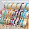 Agate Stone Hand Knotted Garland Modern Farmhouse Rustic Table Home Decor, 30inch Meditation Accessories with Tassel, Prayer Healing Beads Boho Wall Shelf Hanging Decoration (Deep Multicolor)
