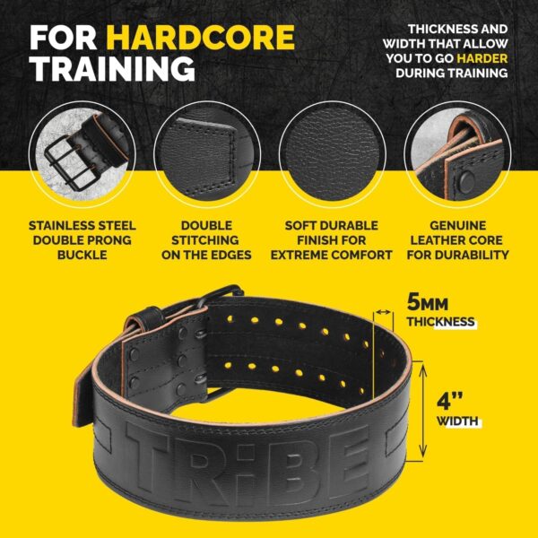 5mm Premium Weight Lifting Belt - 100% Genuine Leather Weightlifting Belt - Comfortable Squat Belt, Deadlift Belt or Powerlifting Belt - Workout Belt for Strength Training - Gym Belt for Men and Women