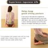 EMOOR Japanese Buckwheat Hulls Seiza Cushion Large 10x10x7in Made in Japan (Hemp-Leaves Blue), Natural Buckwheat Husks Sobagara Floor Sitting Pillow Tatami Cool Nap Side Sleepers