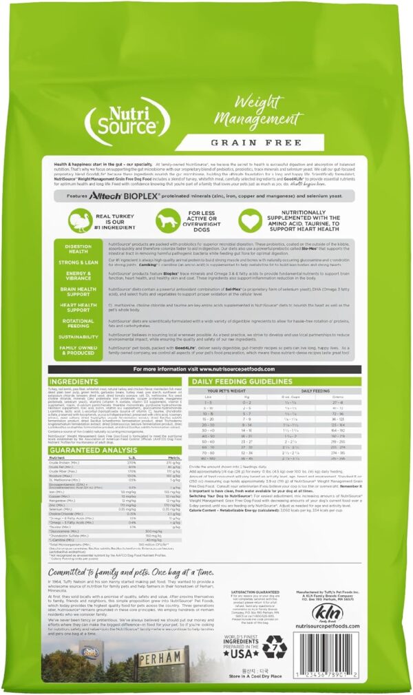 Nutrisource Grain Free ( Turkey ) Weight Management Dog Food 15Lb