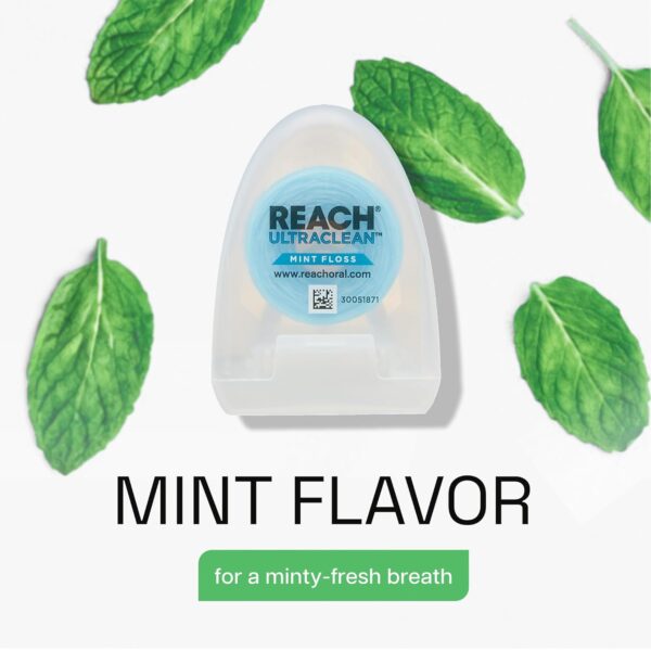 REACH Ultraclean Dental Floss, Mint, Plaque Remover for Teeth, Shred Resistant, Waxed, Easy on Gums & Teeth, Mint, Oral Care, PFAS Free, for Adults & Kids, 6 Pack, 30 yd