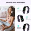 AKAGEAR Fitness & Activity Tracker with Sleep and Blood Oxygen Monitoring, 24/7 Heart Rate Stress Index and Respiratory Training 1.58" AMOLED Display 5ATM Waterproof and More Purple