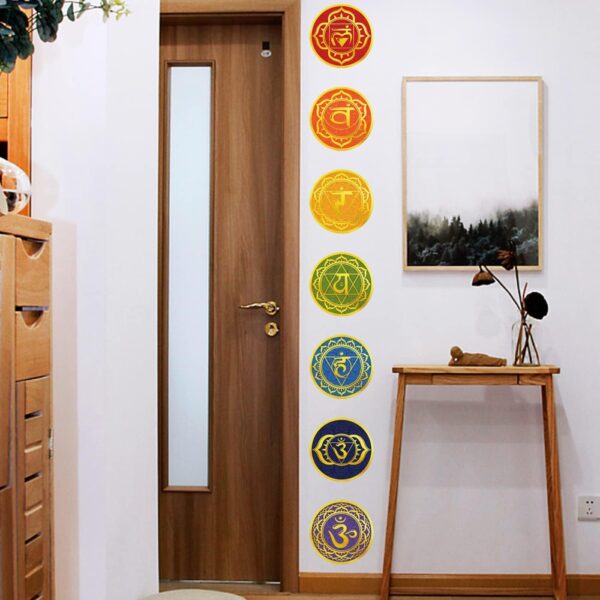 Maydahui 7 Sheets Chakra Wall Stickers Yoga Zen Meditation Room Wall Decals (6x6 Inch) Peel Stick Art Decals Decor for Yoga Studio Decor Yogi Spiritual Gift