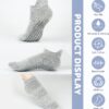 AURUZA Grip Socks for Women Men Pilates Grip Socks Non Slip Yoga Sock with Grips for Barre Barefoot Hospital Grippy Sock