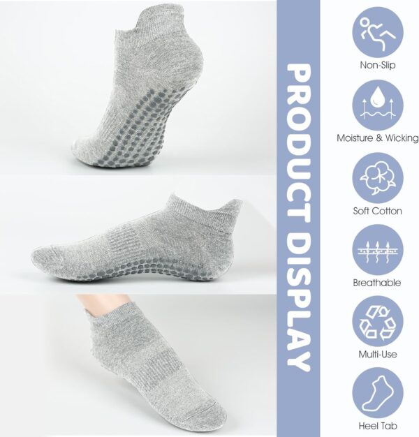AURUZA Grip Socks for Women Men Pilates Grip Socks Non Slip Yoga Sock with Grips for Barre Barefoot Hospital Grippy Sock
