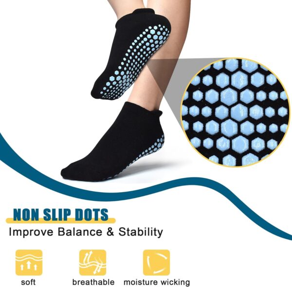 SkiBeaut 6 Pairs Non Slip Men Women Socks Unisex Pilates Man Woman Grips Cushion Socks for Yoga Barre Home & Hospital