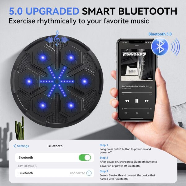2025 Upgrade Music Boxing Machine, 5.0 Smart Bluetooth Boxing Machine Trainer with Boxing Gloves, Music Boxing Machine for Adults Kids, Boxing Target Workout Equipment for Home Office Gym
