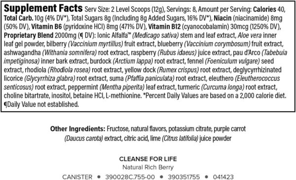 Isagenix Cleanse for Life - Powder Supplement for Cleanse Drink with No Laxatives or Diuretics - Support Metabolism with Vitamin B12 & Niacin - Natural Rich Berry -3.4 Oz (16 Servings)