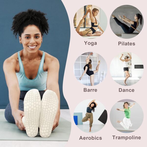 YSense Thin Pilates Grip Socks for Women Non Slip, Yoga Barre Socks Grippy Socks for Pilates, Dance, Ballet, Barre, Hospital