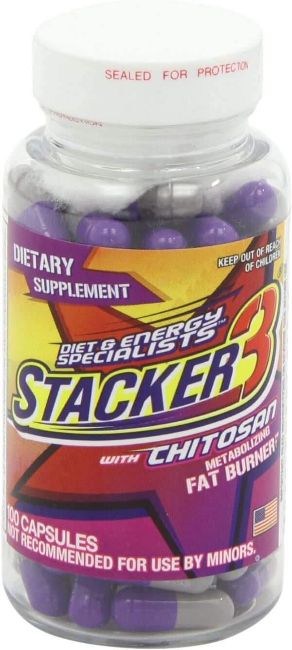 Stacker 3 Metabolizing Fat Burner with Chitosan, Capsules, 100Count Bottle