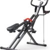 Sunny Health & Fitness Row-N-Ride PRO, Full Body Combo Squat Machine w/Optional Resistance Band, Easy Setup Ab Workout Exercise Equipment for Home, Whole Body Cardio, Optional SunnyFit App Connection