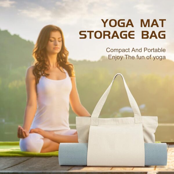 Yoga Bag with Yoga Mat Carrier, Pilates Tote Bag and Yoga Block for Women, Canvas Shoulder Bag with Pocket for Gym, Office, Travel, Beach, Workout, Sports, Fits All Your Stuff Yoga Mat Holder