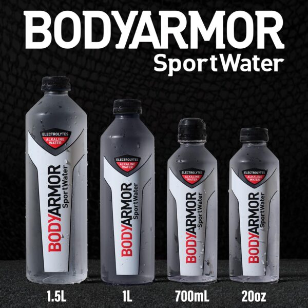 BODYARMOR SportWater Alkaline Water, Superior Hydration, High Alkaline Water pH 9+, Electrolytes, Perfect for your Active Lifestyle, 1 Liter (Pack of 12)