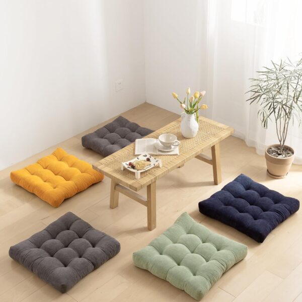 Meditation Cushion Floor Pillow - Large Square Floor Pillows for Adults Sitting with Shredded Blue Memory Foam Filling Cushions for Classroom Yoga Tatami Living Room Outdoor,Grey, 20x20x4 Inch