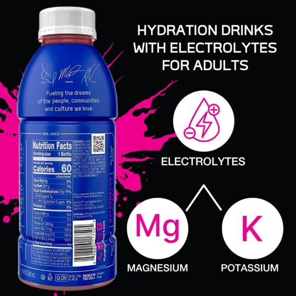 Pure Fuel Hydration Drinks Watermelon Blast - Plant-Based Healthy Electrolyte Drinks with B-Vitamins - No Added Sugar - 12 Pack x 16.9 fl oz Bottles