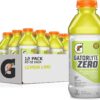 Gatorlyte Zero Electrolyte Beverage, Lemon Lime, Zero Sugar Hydration, Specialized Blend of 5 Electrolytes, No Artificial Sweeteners or Flavors, 20 Fl Oz Bottles (Pack of 12)