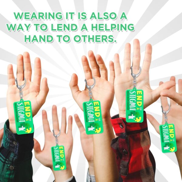 Yinkin End the Stigma Mental Health Awareness Key Chains Inspirational Gifts Green Ribbon Jewelry for Men Women Support