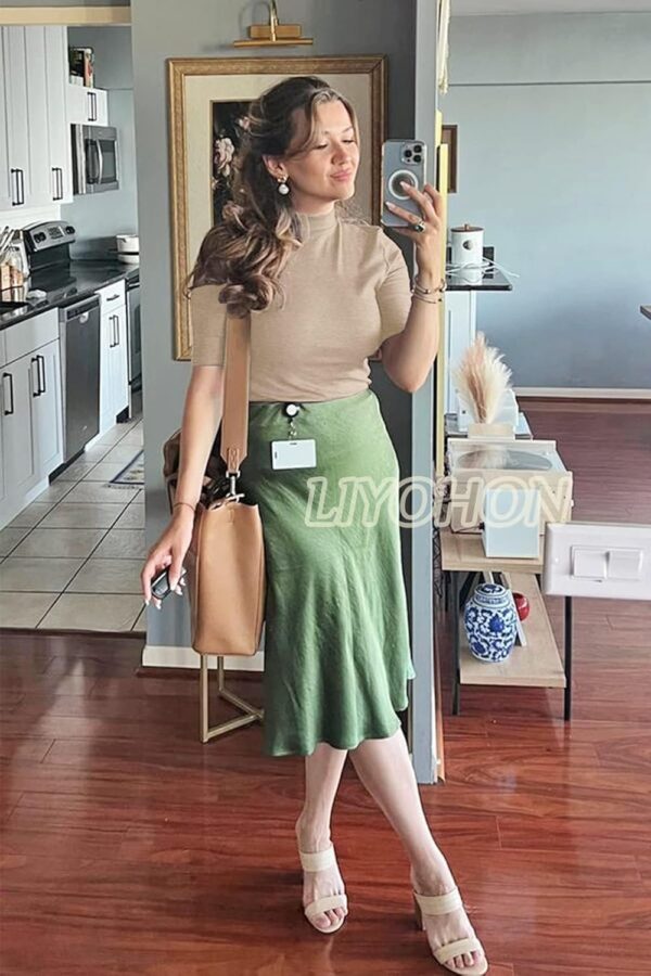 LIYOHON Womens Tops Dressy Casual Mock Turtleneck Business Short Sleeve T Shirts Going Out Tops 2025