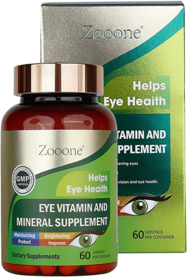 Eye Vitamins with Lutein and Zeaxanthin – Premium Eye Health Supplements for Adults, Relieves Eye Strain, and Enhances Vision – 6 Key Nutrients in 2 Daily Capsules, 60 Capsules