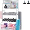 56'' Taller Home Gym Storage Organizer, Yoga Mat Storage Rack with Hanging Board, Exercise Workout Equipment Storage Stand for Home Gym, Dumbbell Holder Kettlebell Rack with Wheels and Hooks