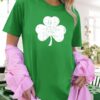 St Patricks Day Shirt Women: Oversized Shamrock Luckly Clover Tshirt Vintage Irish Green St.Patty's Day Tee Tops