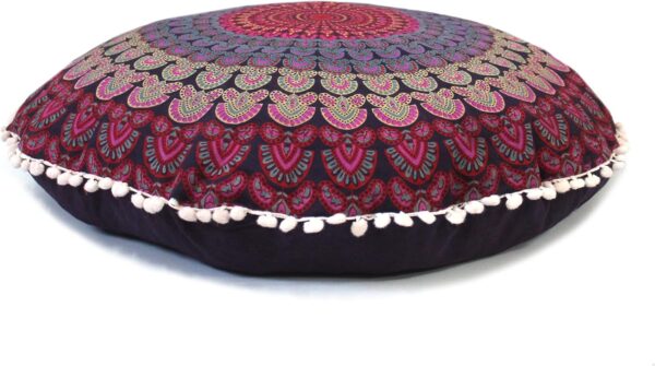 Large Round seat Floor Cushion Chair Ottoman Cover Pouf Pillow Meditation Floor Cushions for Adults Seating pouffe Ottoman Throw Covers Craft Room Furniture for Sitting Cover 22 Inches (Pink)
