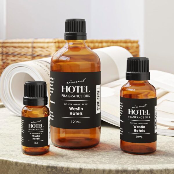 Hotel Diffuser Oil Inspired by The Westin Hotel Scent - AirScent No. 1008 Fragrance Oil Blend - 10 mL, .34 fl oz Glass Bottle with Dropper Cap for Aromatherapy Diﬀusers and Humidifiers