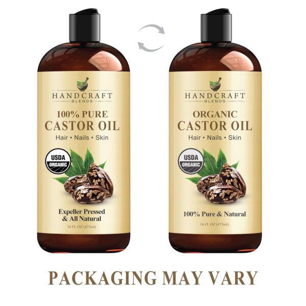 Handcraft Blends Organic Castor Oil - 16 Fl Oz - 100% Pure and Natural - Premium Grade Carrier Oil for Hair Growth, Eyelashes and Eyebrows - Hair and Body - Expeller-Pressed & Hexane-Free