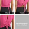 BALEAF Women's Open Back Workout Tops Short Sleeve Crop Yoga Shirts Lightweight Athletic Gym Exercise T-Shirts