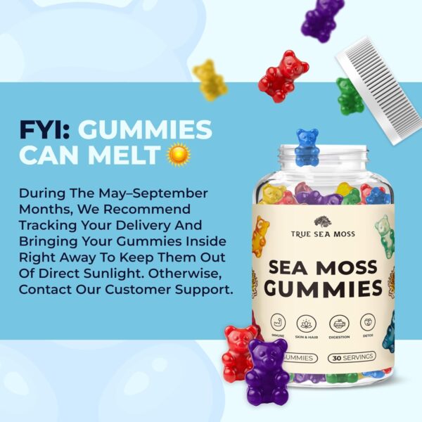 Irish Sea Moss Gummies with Burdock Root & Bladderwrack for Immune Support, Energy Boost, Skin & Hair, Detox - Adult Women & Men, Kids 60pcs