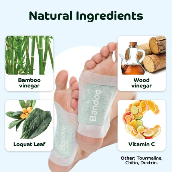 Bandoo Original Deep Cleansing Foot Pads | Rana Pads | Premium Natural Bamboo Foot Pads | Japanese Foot Pads | Cleanse, Moisturize & Energize | for Men & Women | 10 Pads