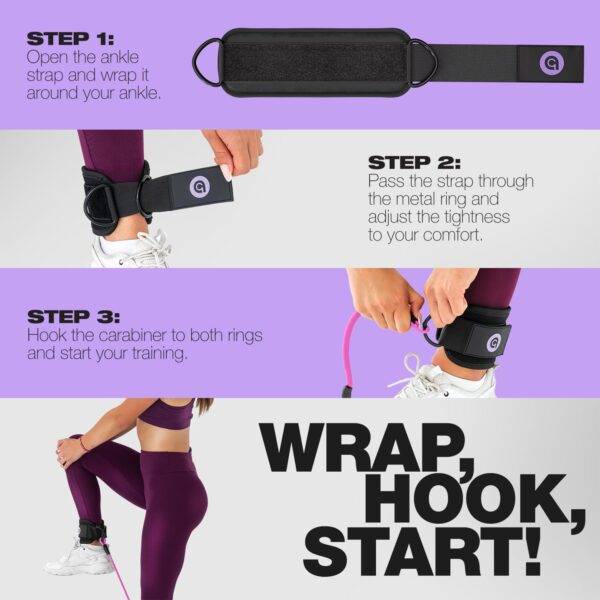 ActiveGear Ankle Resistance Bands with Cuffs - Ideal for Glutes, Legs & Core Workouts, Kickback Ankle Strap Set for Home Workout Equipment & Gym Fitness for Women and Men